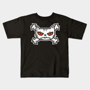 Cross Bone Cat Kids T-Shirt